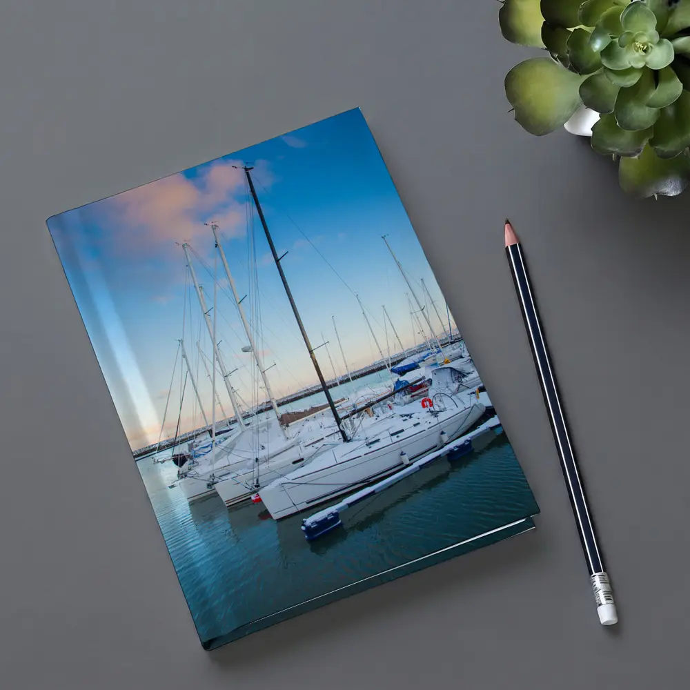 Sailboats Docked At Marina Blue Sky – Notebooks