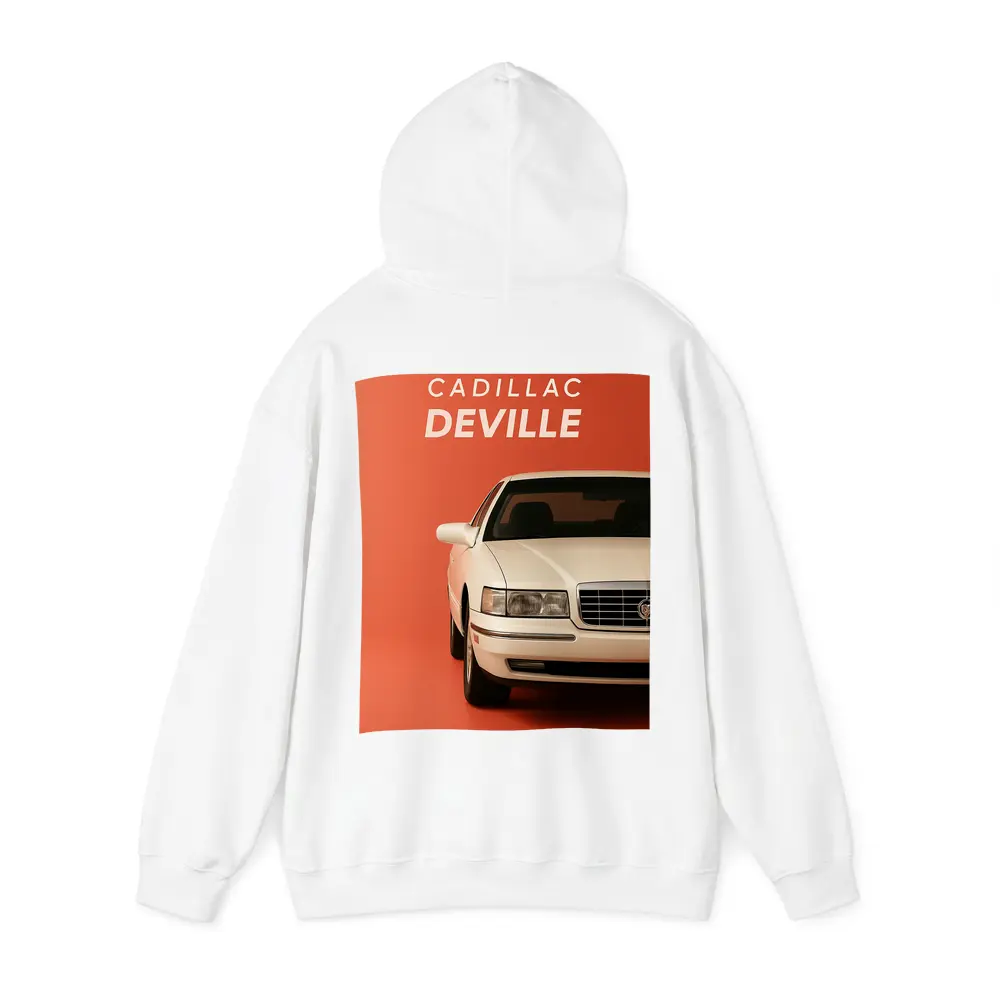 Cadillac DeVille White Car Orange Background – Hoodies