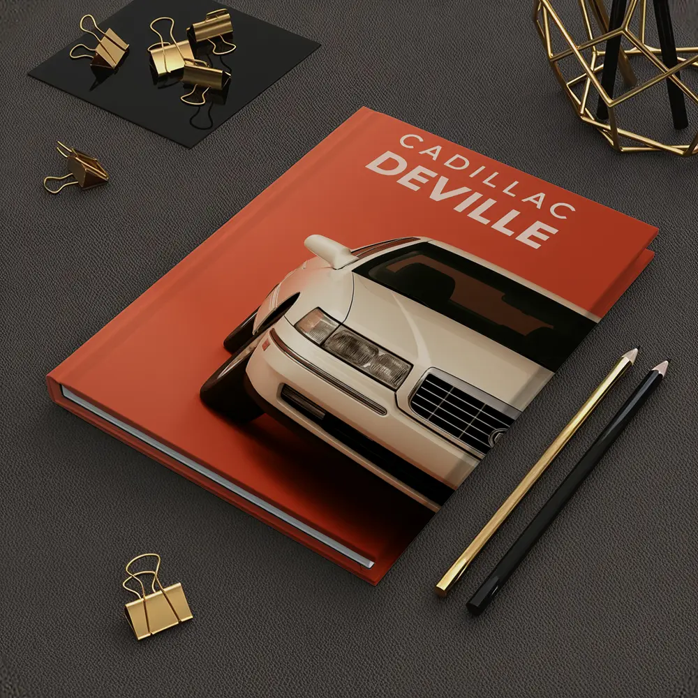 Cadillac DeVille White Car Orange Background – Notebooks