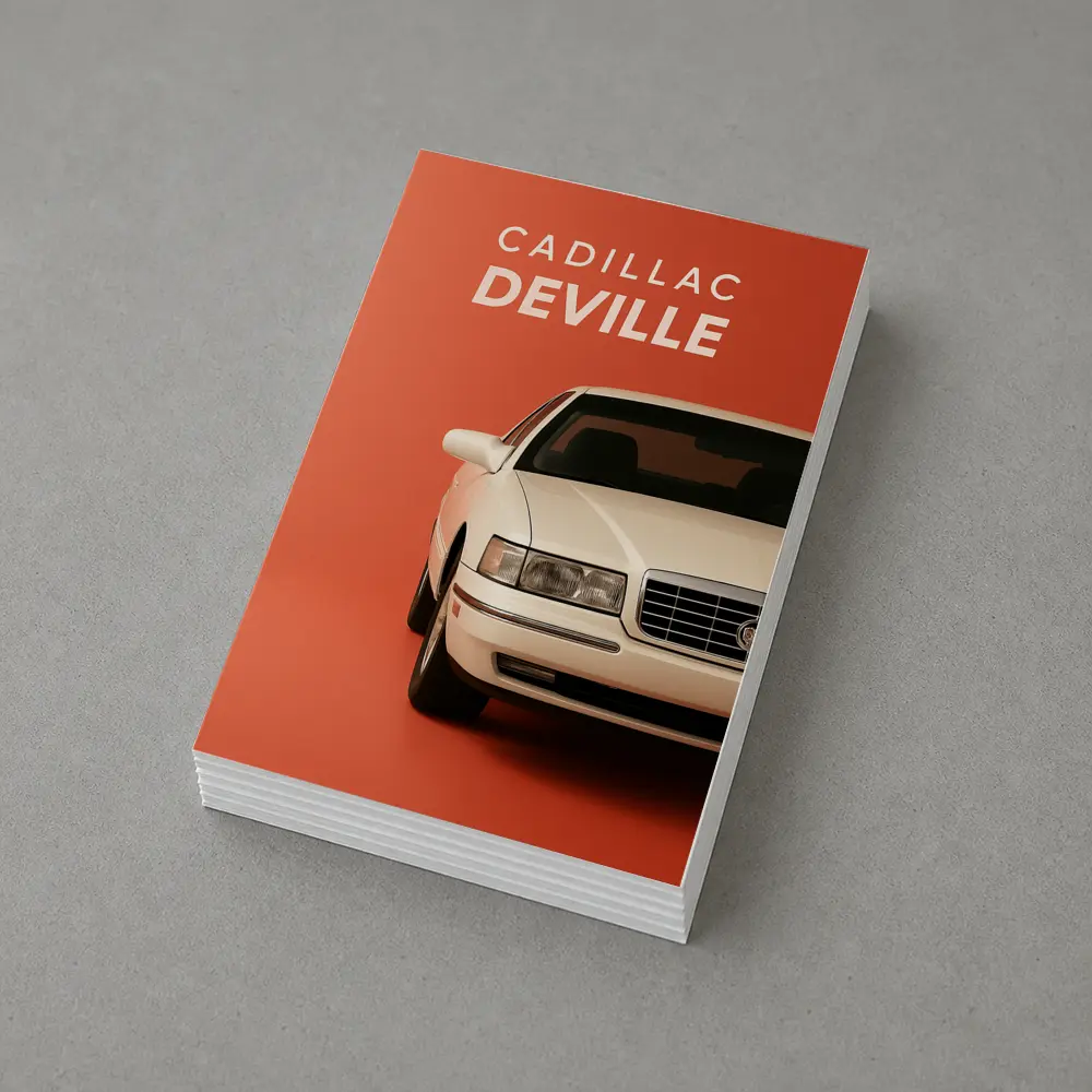 Cadillac DeVille White Car Orange Background – Postcards
