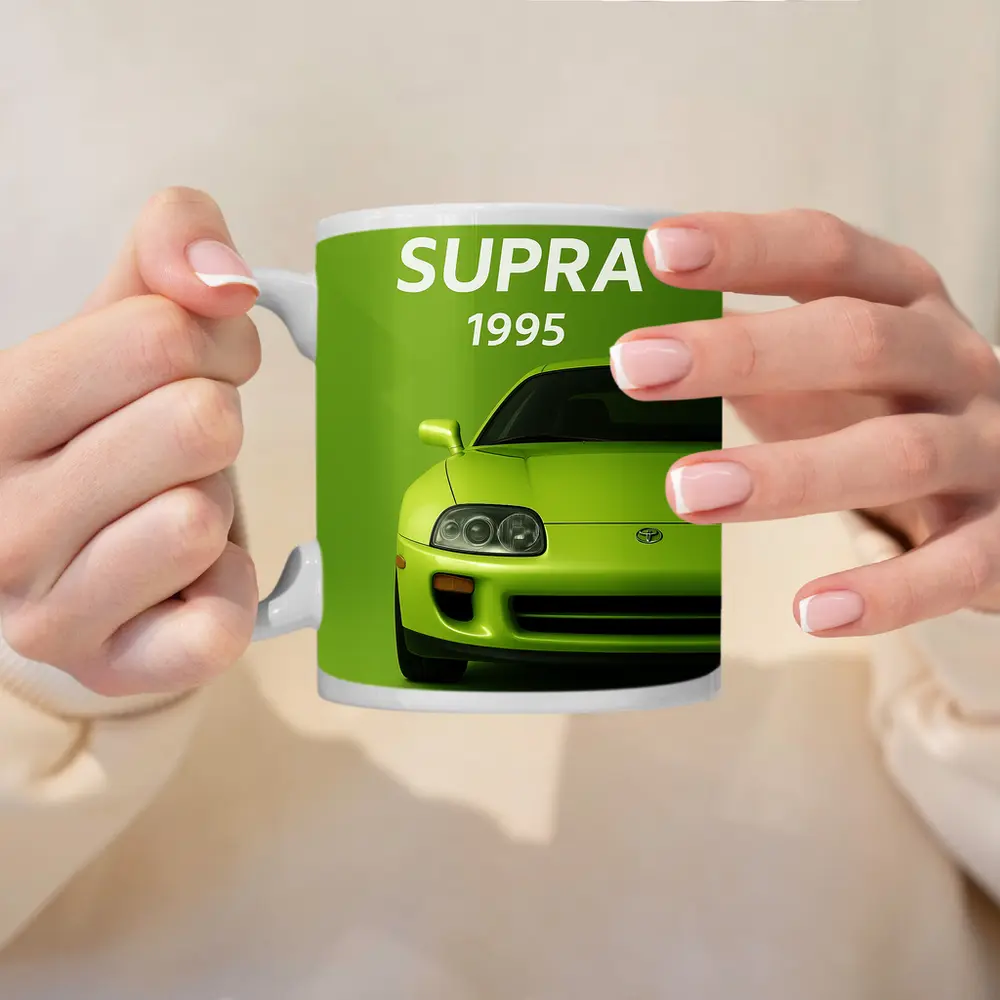Toyota Supra Green Minimal Car Art – Mugs