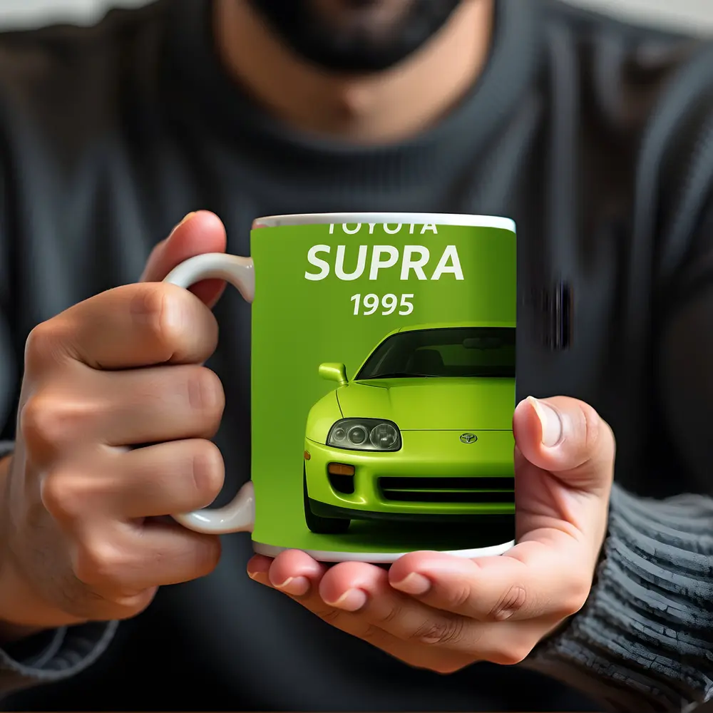 Toyota Supra Green Minimal Car Art – Mugs