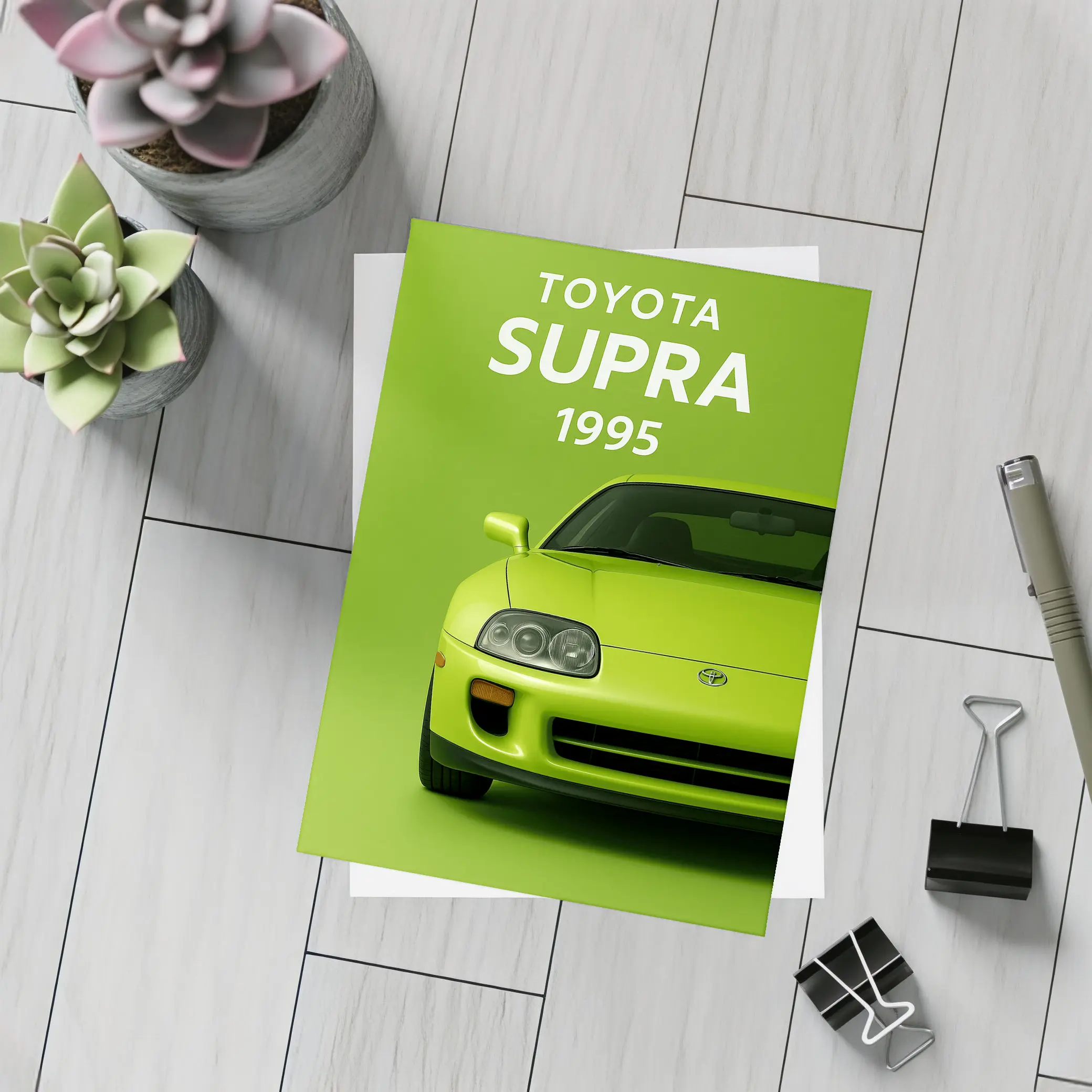 Toyota Supra Green Minimal Car Art – Postcards