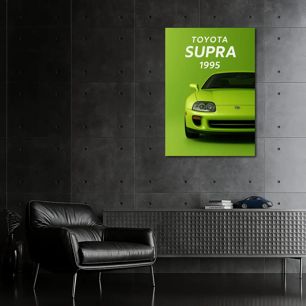 Toyota Supra Green Minimal Car Art – Wall Art
