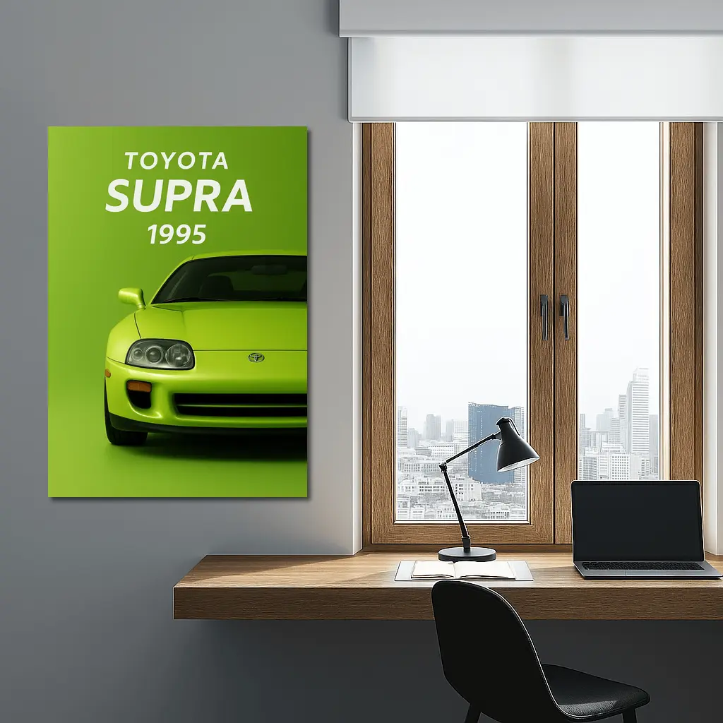 Toyota Supra Green Minimal Car Art – Wall Art