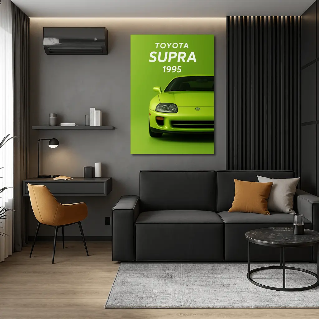Toyota Supra Green Minimal Car Art – Wall Art