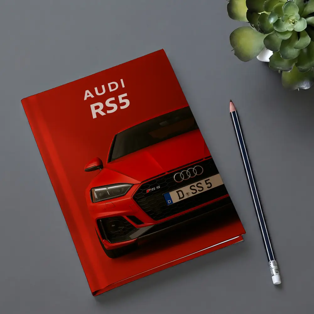 Audi RS5 Red Front View Bold Background – Notebooks