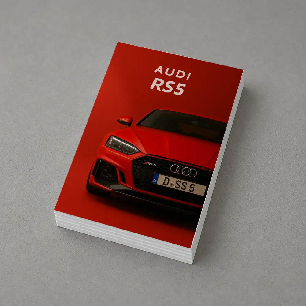 Audi RS5 Red Front View Bold Background – Postcards