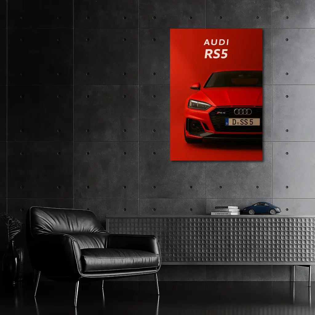 Audi RS5 Red Front View Bold Background – Wall Art