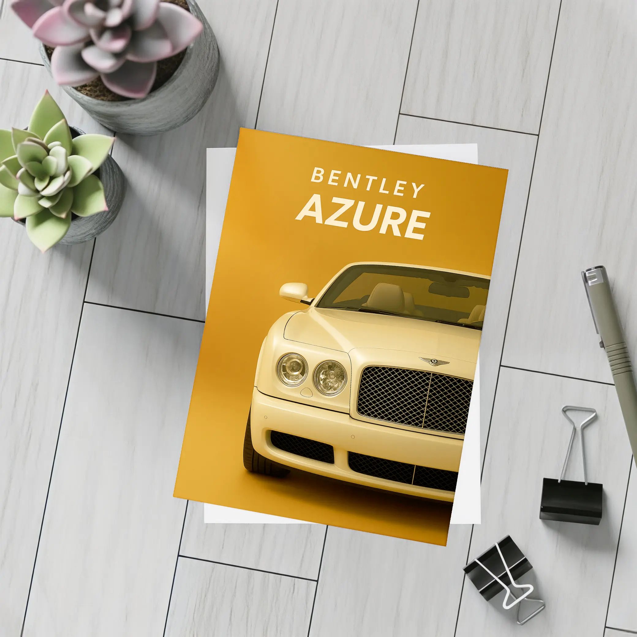 Bentley Azure Luxury Car Gold Background – Postcards