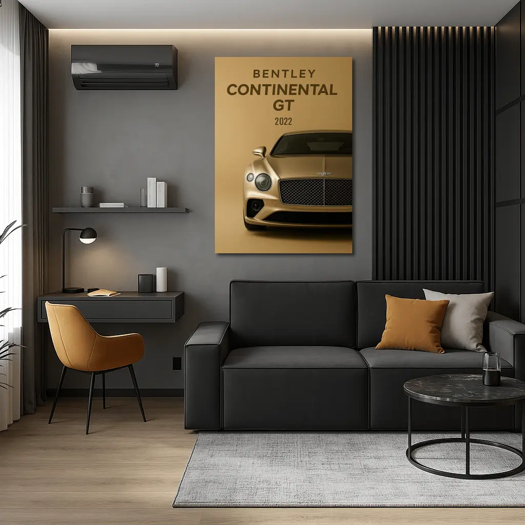 Bentley Continental GT Gold Beige Background – Wall Art