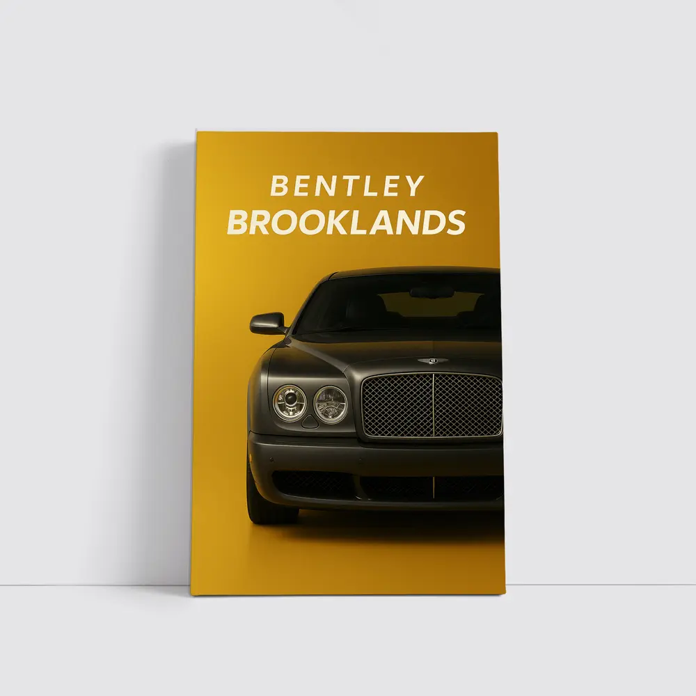 Bentley Brooklands Front View Yellow Background – Wall Art