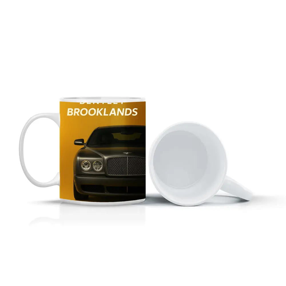 Bentley Brooklands Front View Yellow Background – Mugs