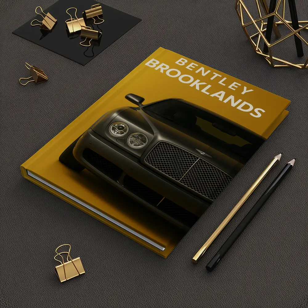 Bentley Brooklands Front View Yellow Background – Notebooks