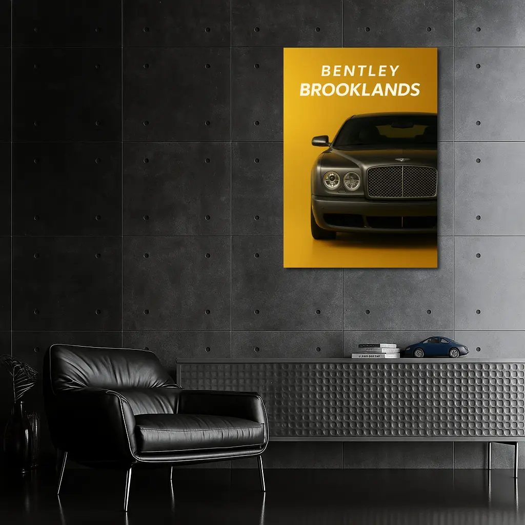 Bentley Brooklands Front View Yellow Background – Wall Art