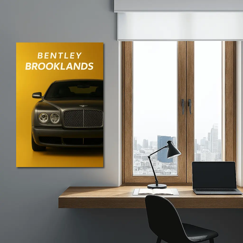 Bentley Brooklands Front View Yellow Background – Wall Art
