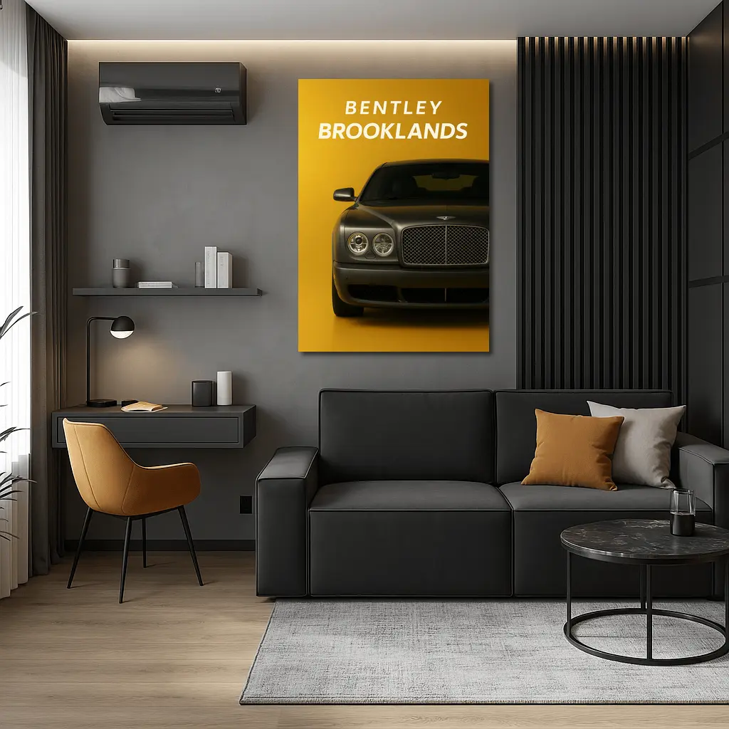 Bentley Brooklands Front View Yellow Background – Wall Art
