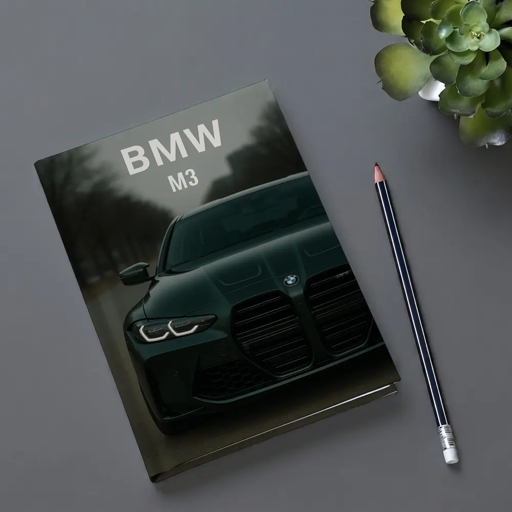 BMW M3 Dark Green Front View Street – Notebooks
