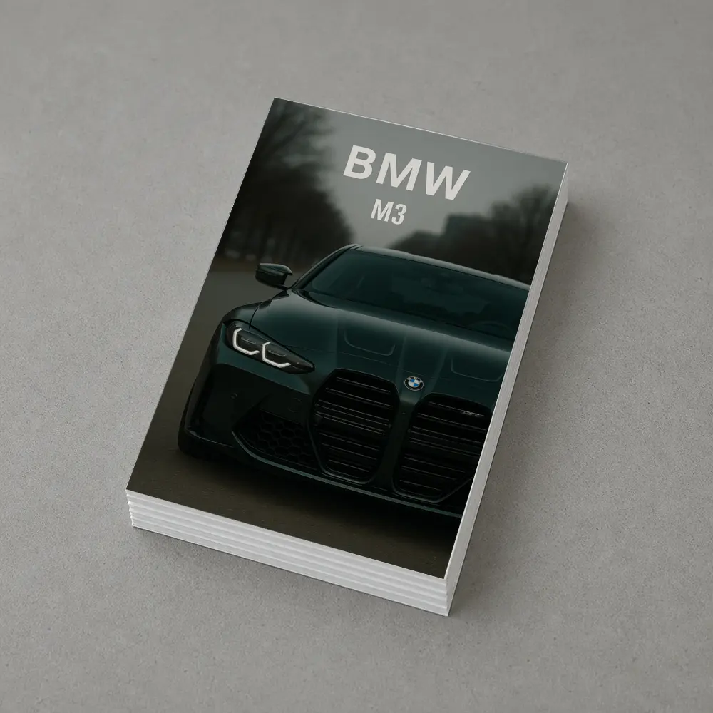 BMW M3 Dark Green Front View Street – Postcards