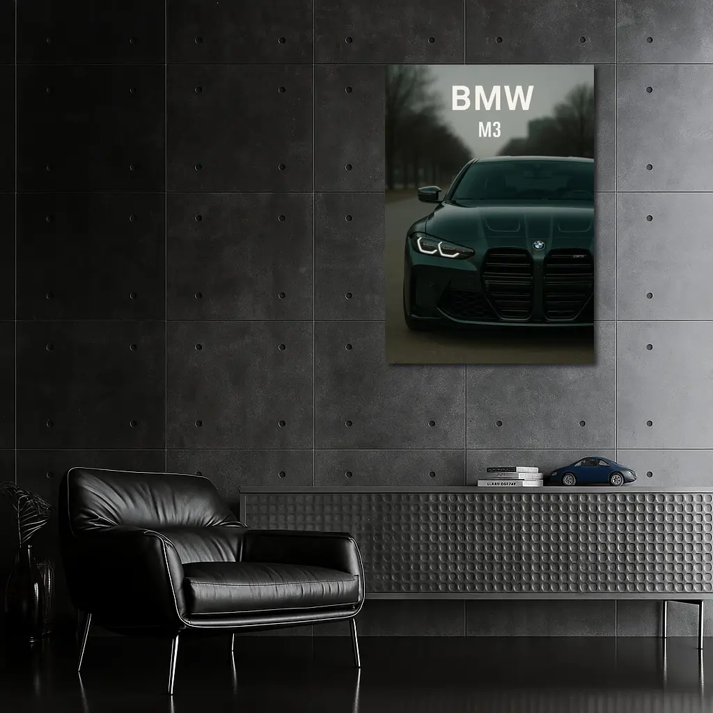 BMW M3 Dark Green Front View Street – Wall Art