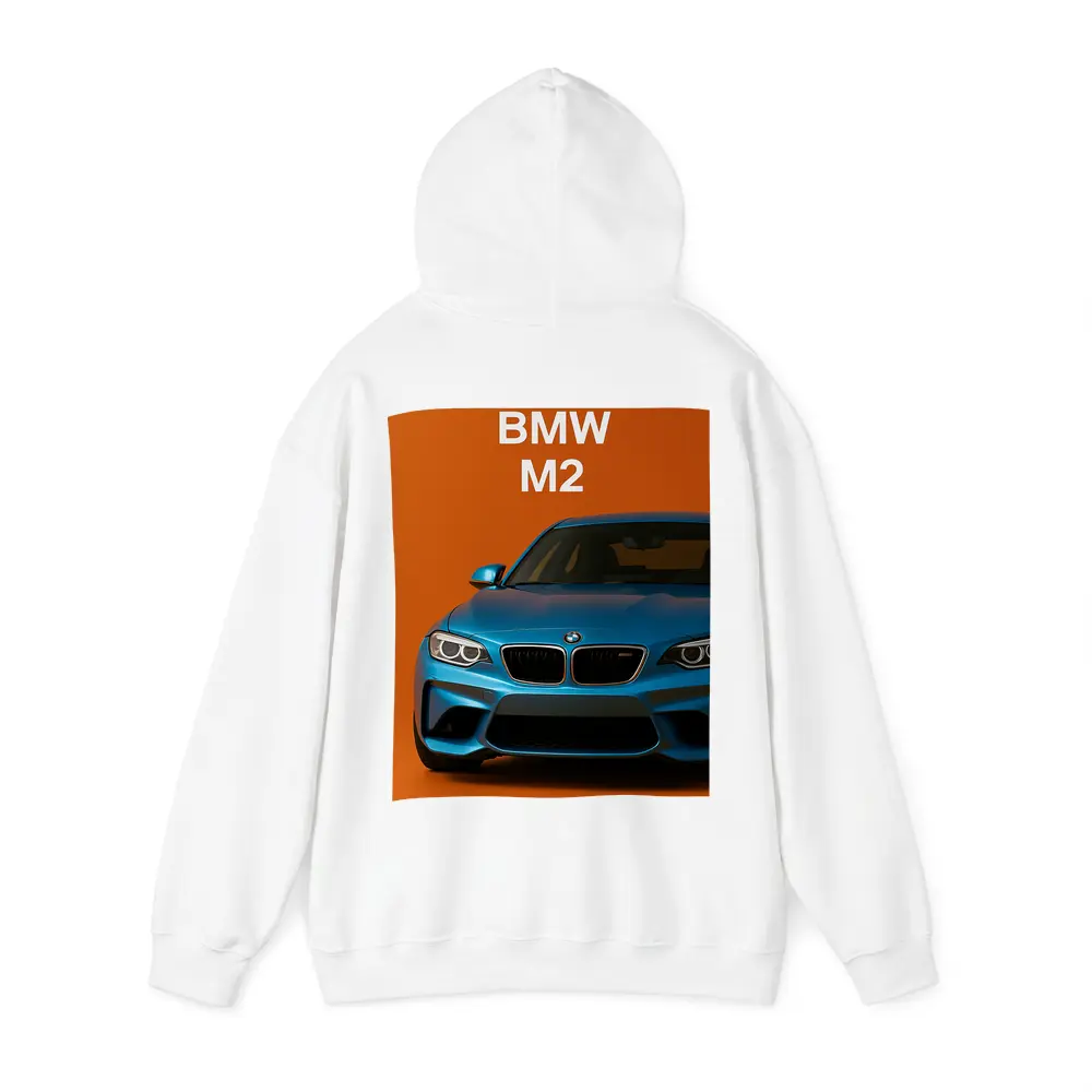 BMW M2 Blue Car Orange Background Art – Hoodies