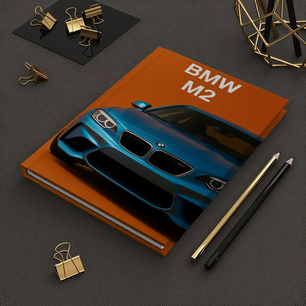 BMW M2 Blue Car Orange Background Art – Notebooks