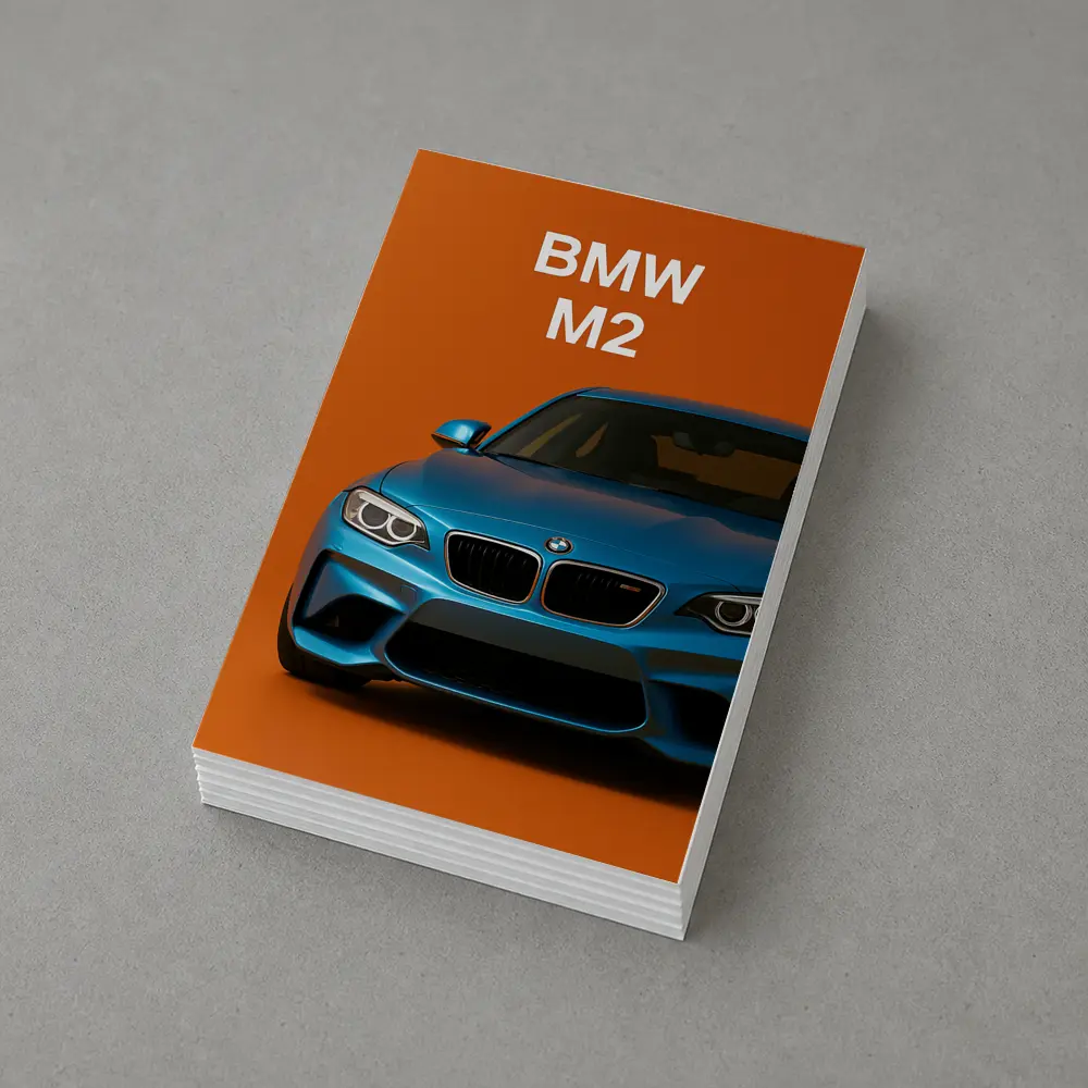 BMW M2 Blue Car Orange Background Art – Postcards