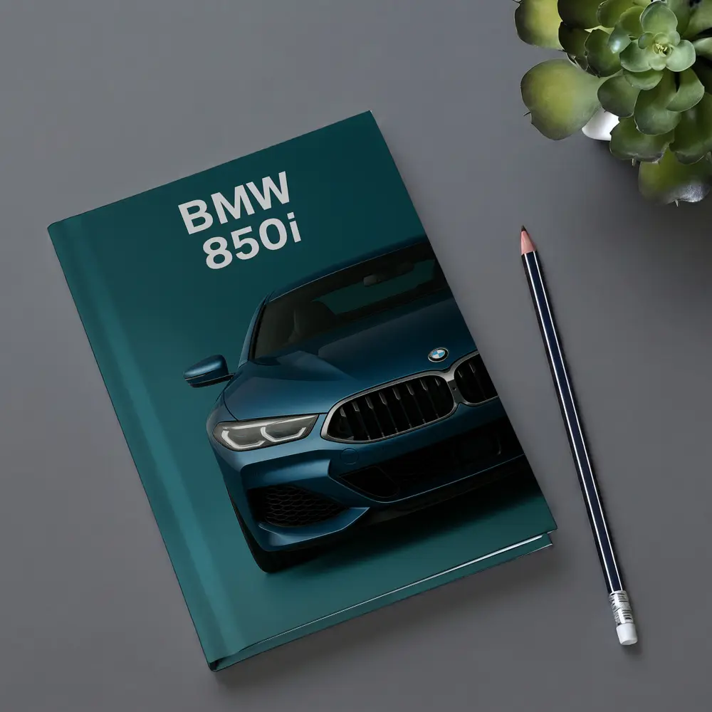BMW 850i Front View Teal Background – Notebooks