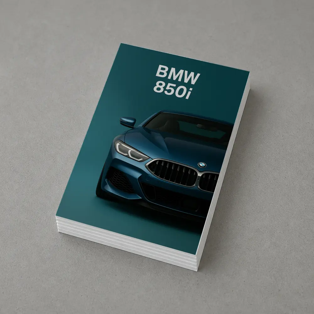 BMW 850i Front View Teal Background – Postcards