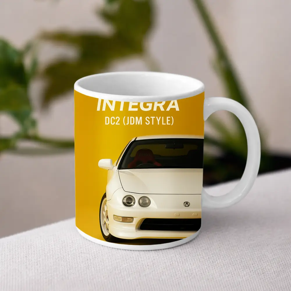 Acura Integra DC2 JDM Style Yellow Background – Mugs