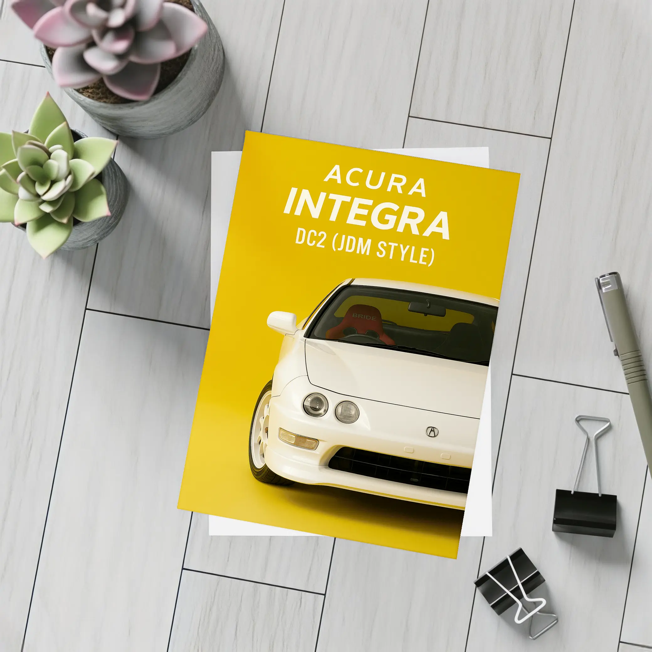Acura Integra DC2 JDM Style Yellow Background – Postcards