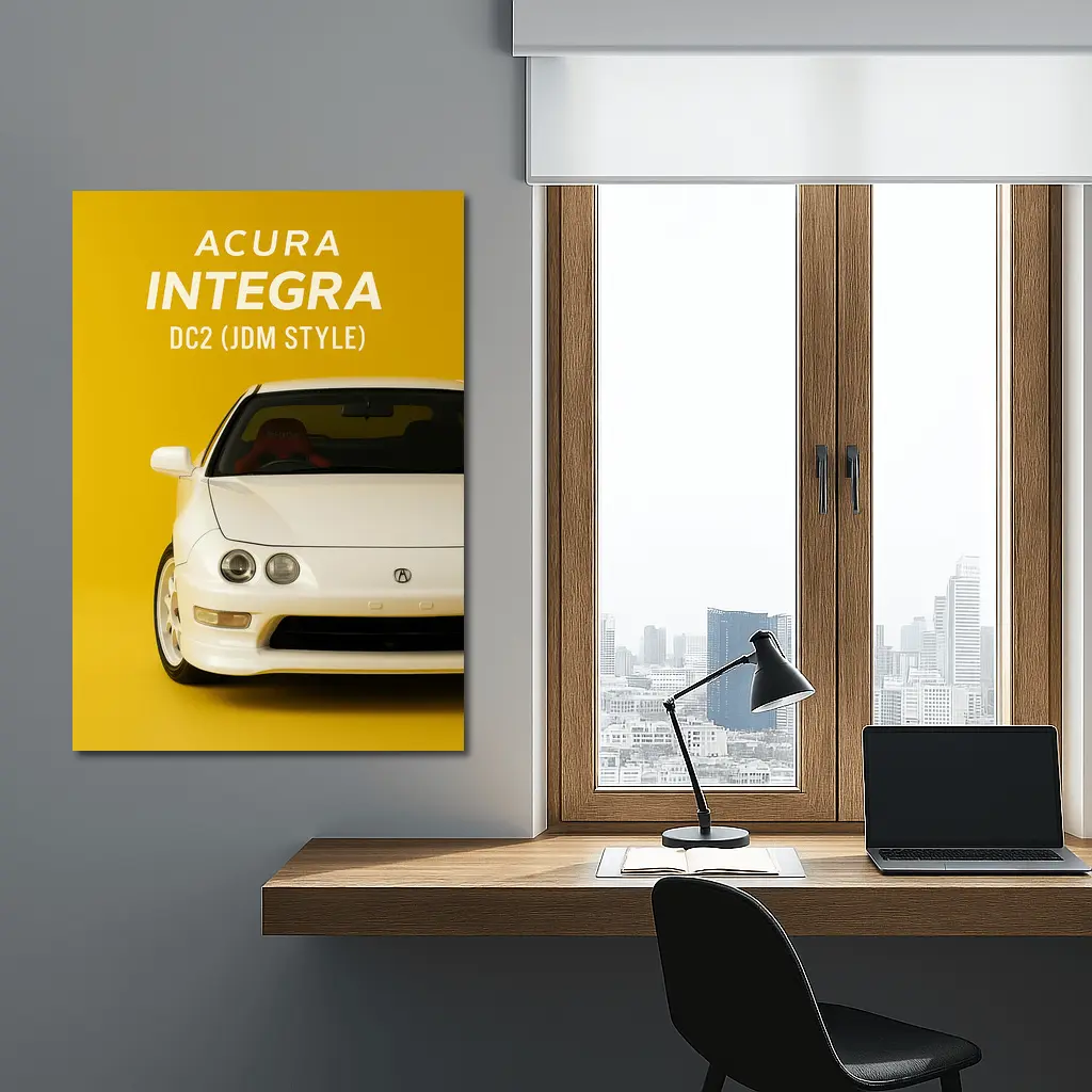 Acura Integra DC2 JDM Style Yellow Background – Wall Art
