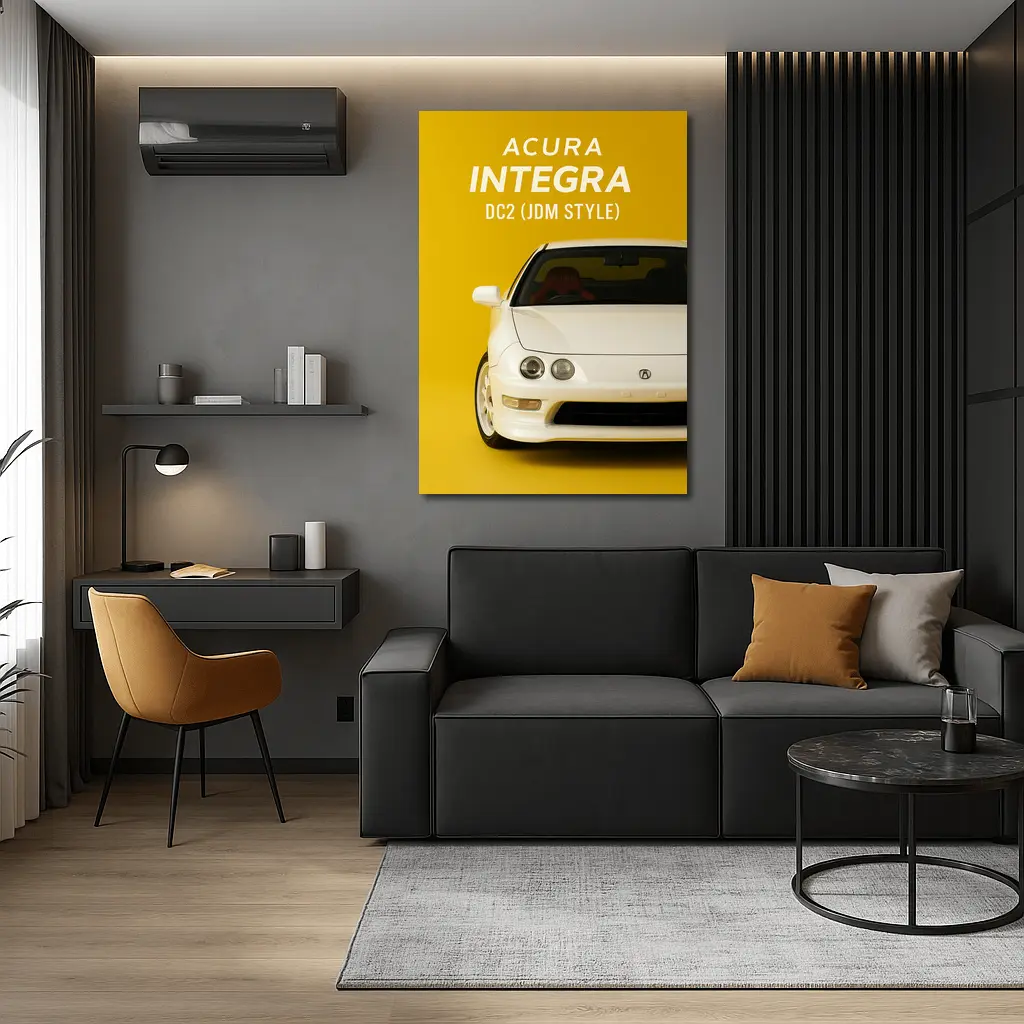 Acura Integra DC2 JDM Style Yellow Background – Wall Art