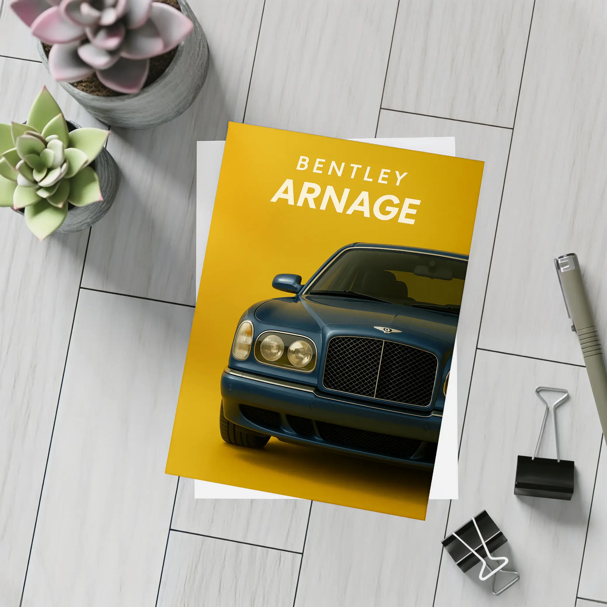 Bentley Arnage Deep Blue On Yellow – Postcards