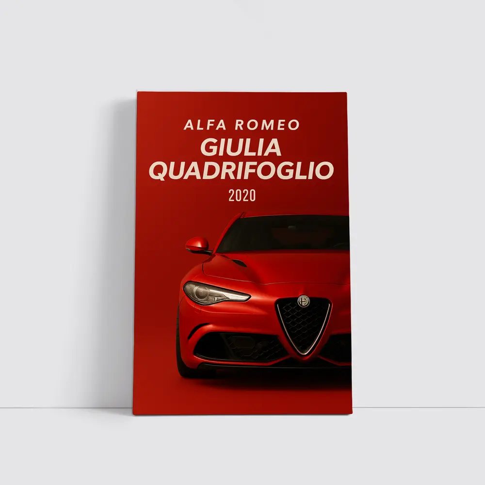 Alfa Romeo Giulia Quadrifoglio Red Background Art – Wall Art