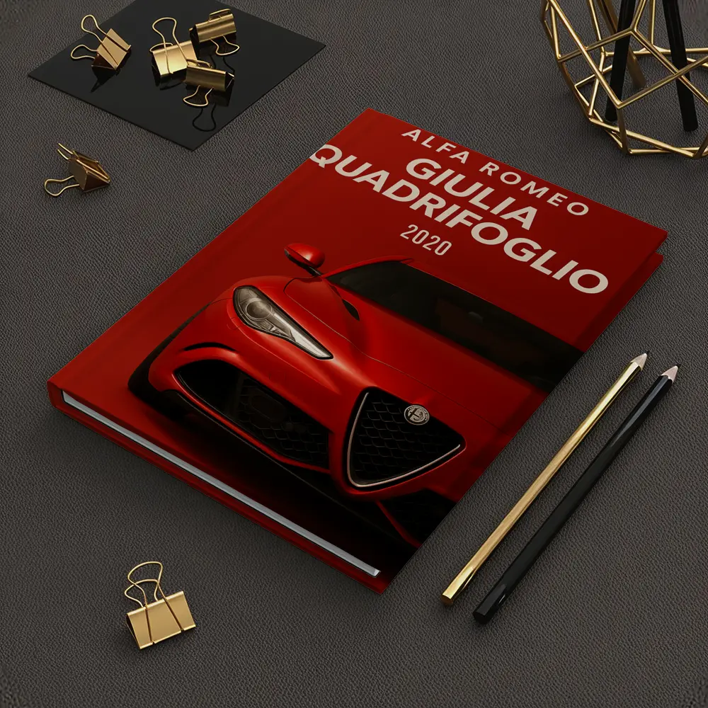 Alfa Romeo Giulia Quadrifoglio Red Background Art – Notebooks