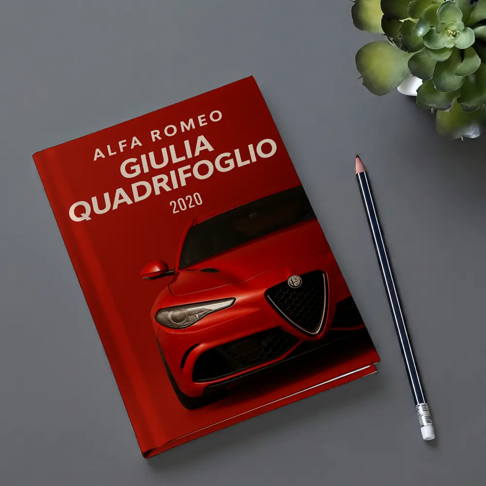 Alfa Romeo Giulia Quadrifoglio Red Background Art – Notebooks