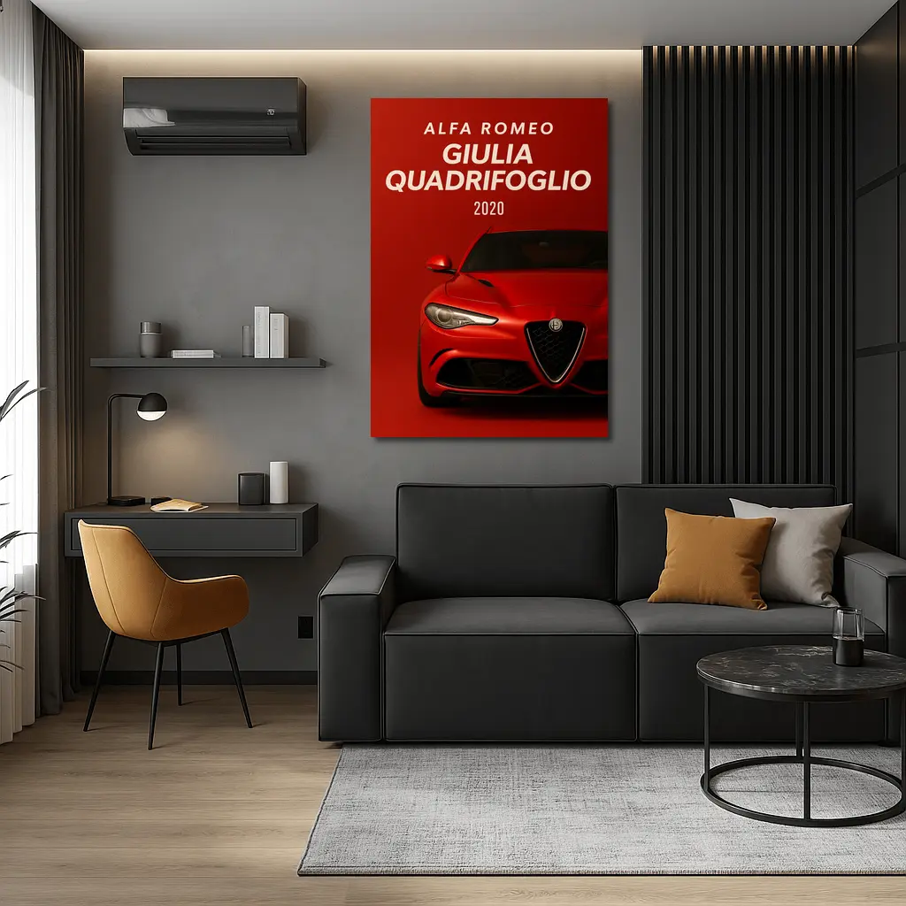 Alfa Romeo Giulia Quadrifoglio Red Background Art – Wall Art