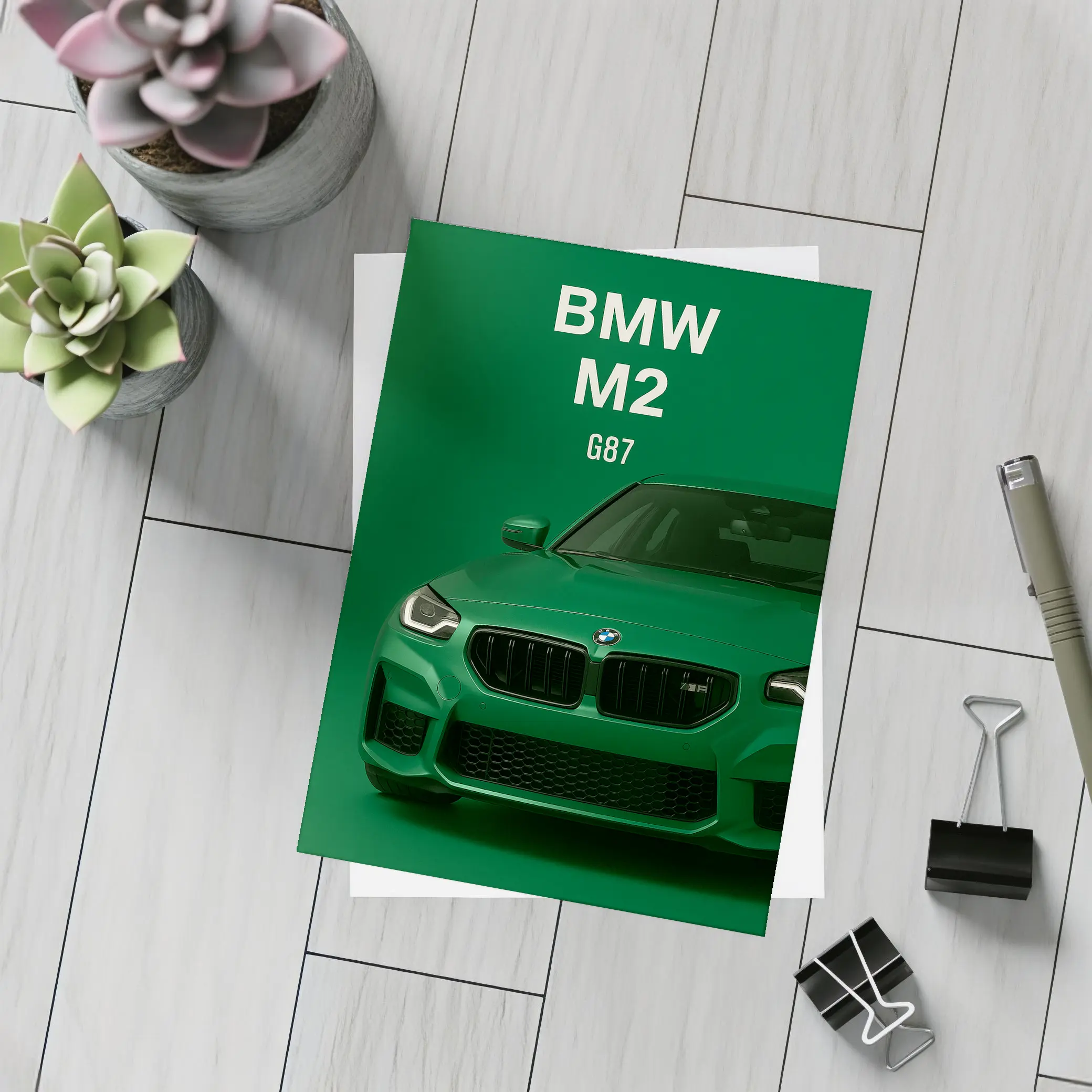 BMW M2 G87 Green Minimal Car Art – Postcards