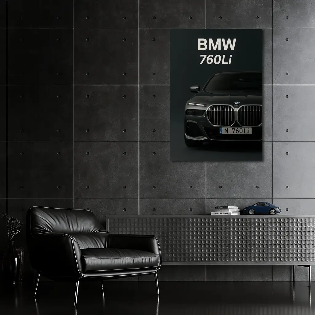 BMW 760Li Dark Studio Front View – Wall Art