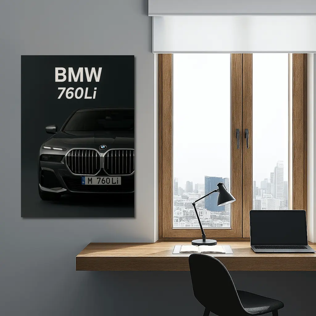 BMW 760Li Dark Studio Front View – Wall Art