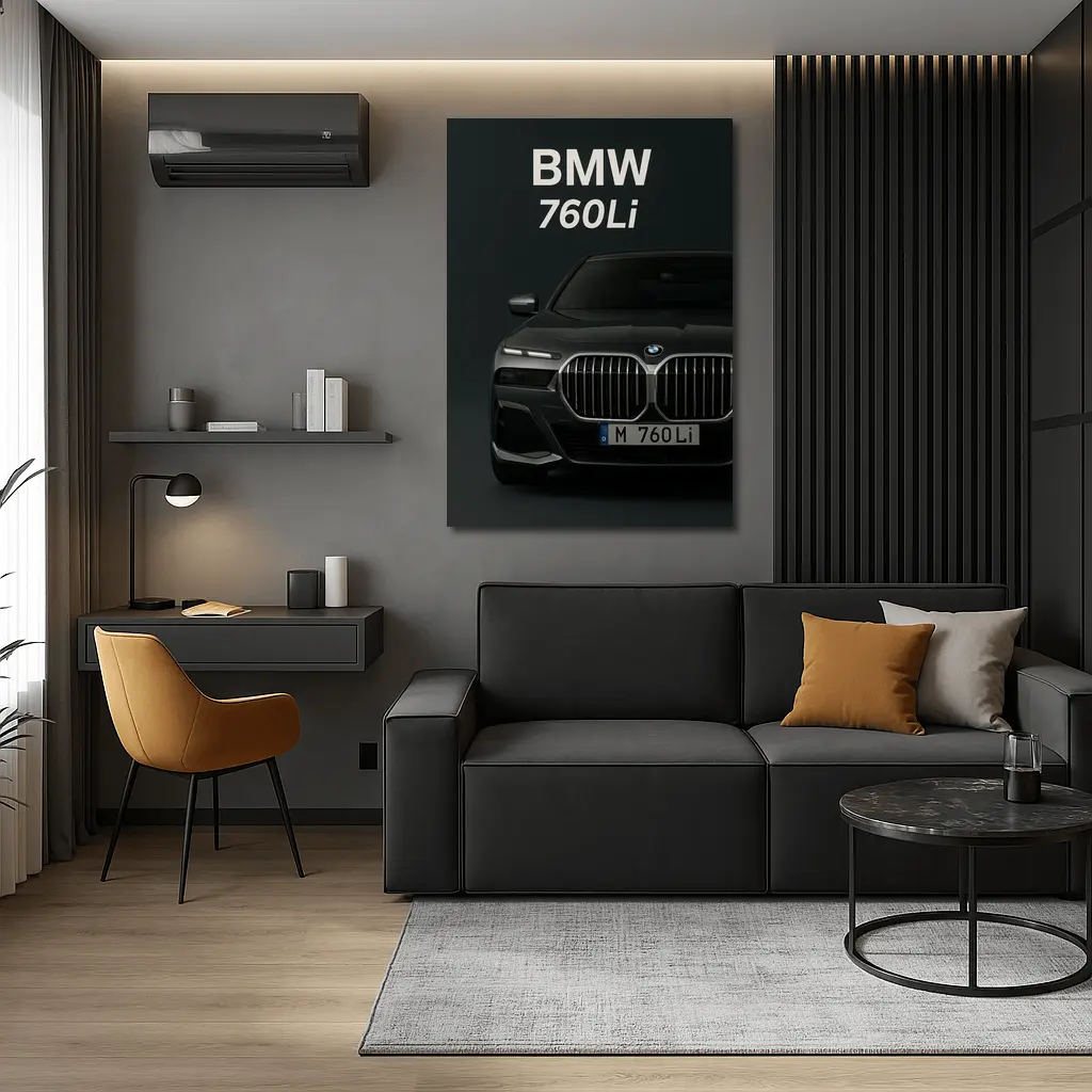 BMW 760Li Dark Studio Front View – Wall Art