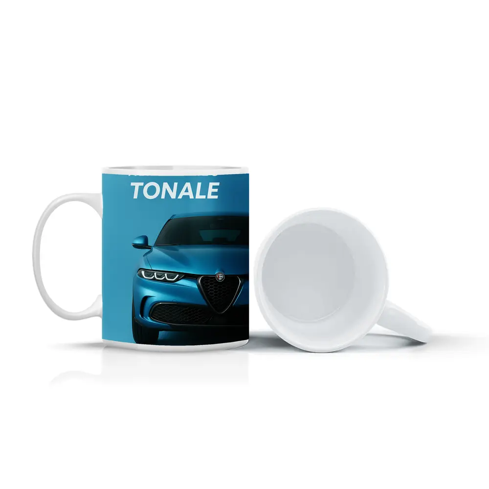 Alfa Romeo Tonale Blue Studio Front View – Mugs