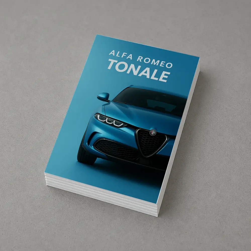 Alfa Romeo Tonale Blue Studio Front View – Postcards