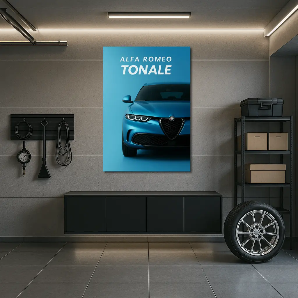 Alfa Romeo Tonale Blue Studio Front View – Wall Art