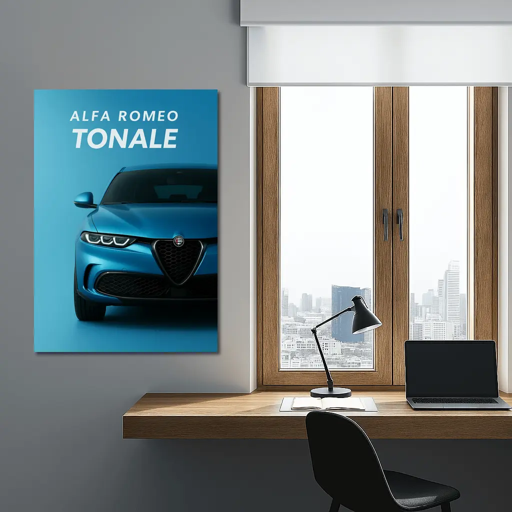Alfa Romeo Tonale Blue Studio Front View – Wall Art