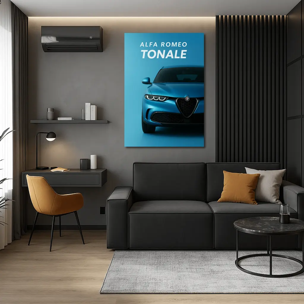 Alfa Romeo Tonale Blue Studio Front View – Wall Art