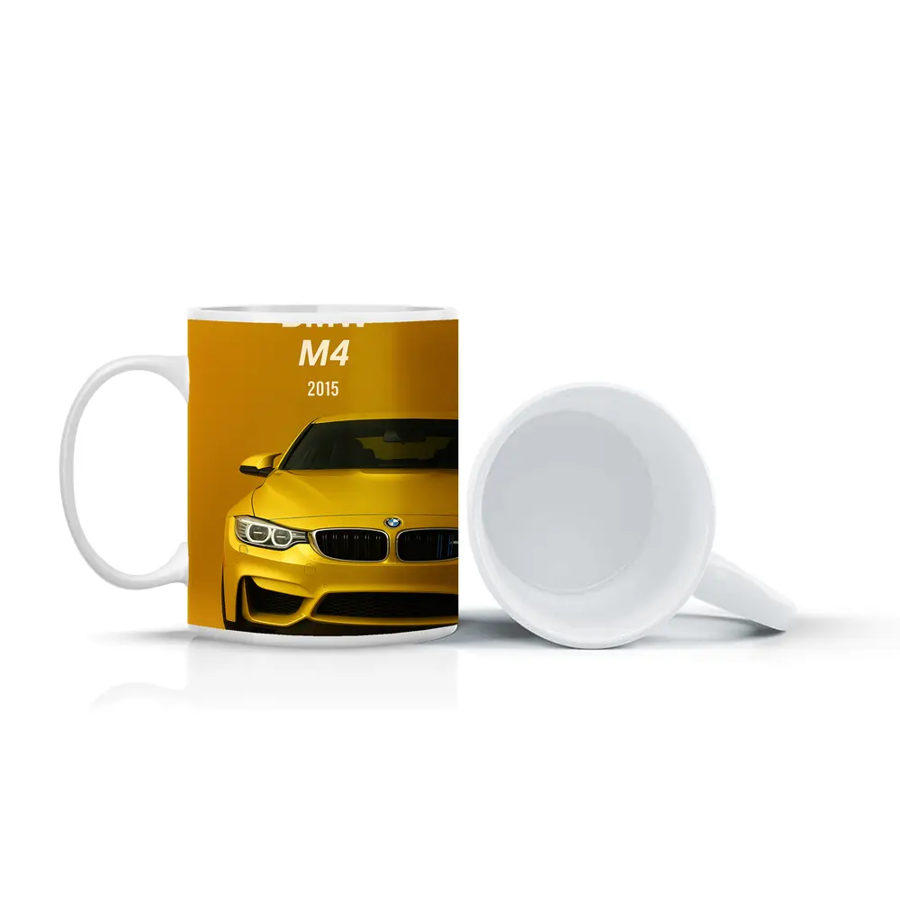 BMW M4 2015 Yellow Sports Car Art – Mugs