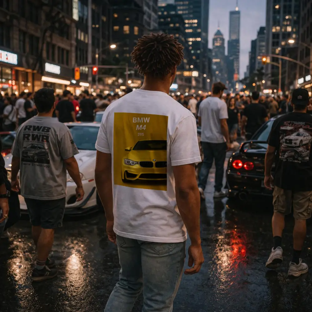 BMW M4 2015 Yellow Sports Car Art – T-Shirts