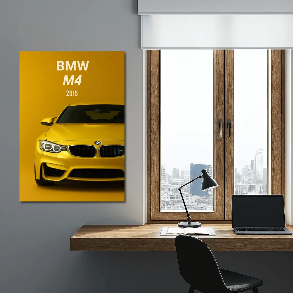 BMW M4 2015 Yellow Sports Car Art – Wall Art